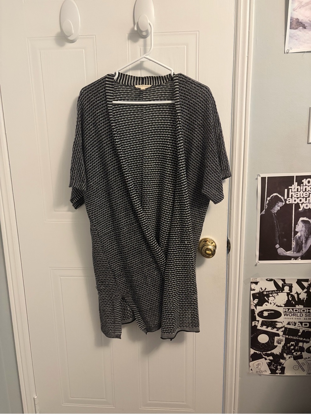 Eileen Fisher Black & White Striped Knit Cardigan